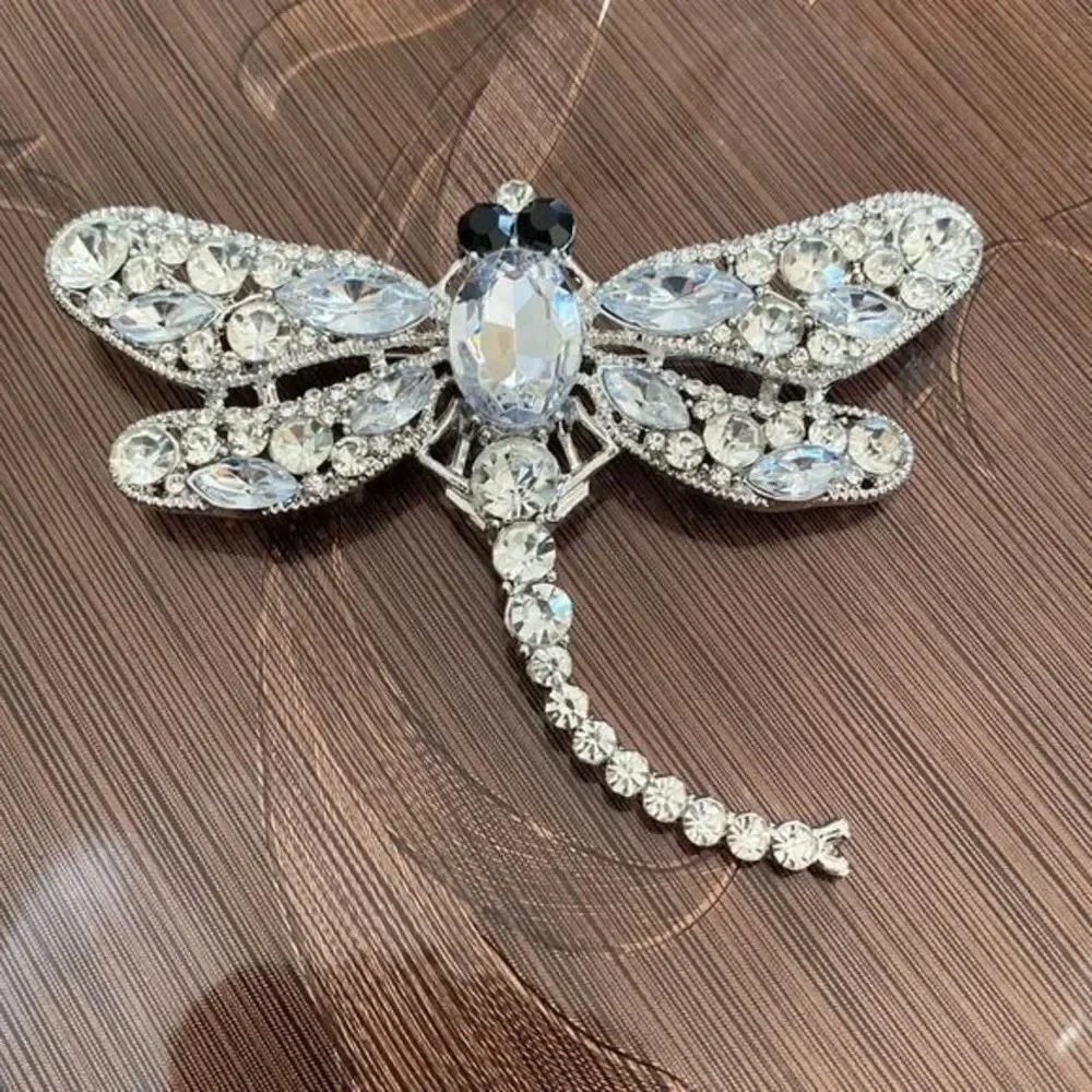 Crystal Vintage Dragonfly Brooches for Women Large Insect Brooch NWBOX